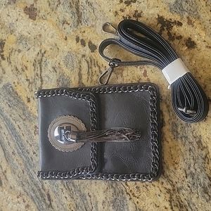 HP!!🎉🎉🤩Cool  black leather crossbody small bag NWOT